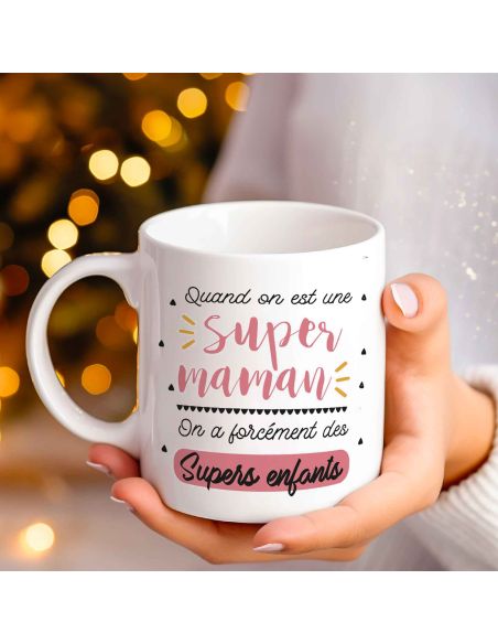 Mug "Quand on est une Super Maman..." - Dimensions : 11,5 x 8 x 9,7 cm