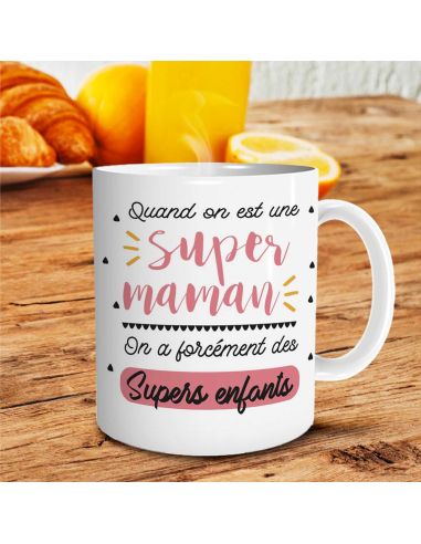 Mug "Quand on est une Super Maman..." - Dimensions : 11,5 x 8 x 9,7 cm