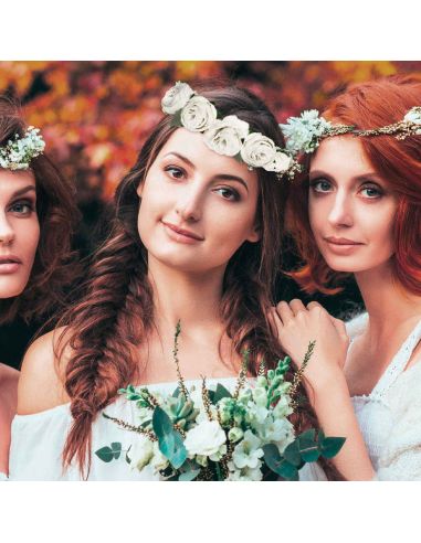 Couronne de Fleurs Blanches Artificielles Pour Mariages
