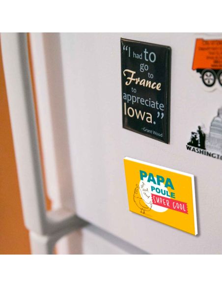 Magnet "Papa Poule, Super Cool" / Dimensions : 8 x 6 cm