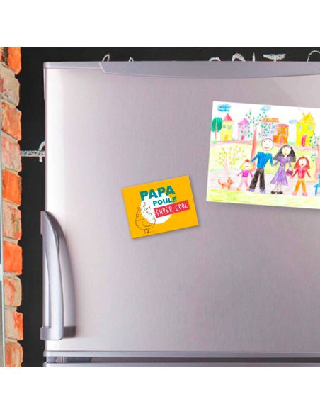Magnet "Papa Poule, Super Cool" / Dimensions : 8 x 6 cm