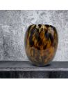 Vase en Verre Moucheté Ambré Arrondi - Dimensions : 17 x 17 x 20 cm