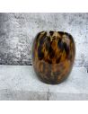 Vase en Verre Moucheté Ambré Arrondi - Dimensions : 17 x 17 x 20 cm