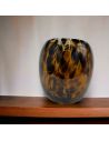 Vase en Verre Moucheté Ambré Arrondi - Dimensions : 17 x 17 x 20 cm