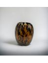 Vase en Verre Moucheté Ambré Arrondi - Dimensions : 17 x 17 x 20 cm