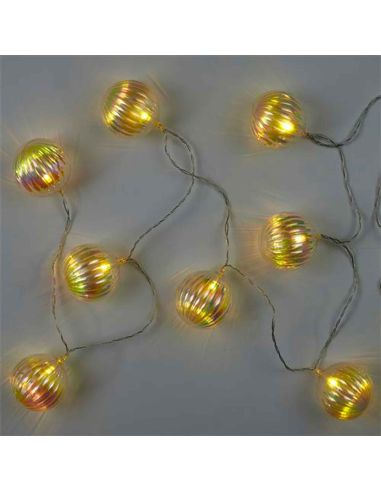 Guirlande 10 boules lampes Led " Coquillage " Transparent  - Longueur : 165 cm