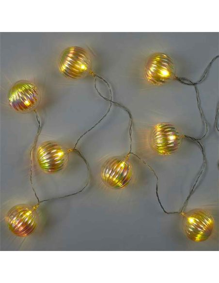 Guirlande 10 boules lampes Led " Coquillage " Transparent  - Longueur : 165 cm