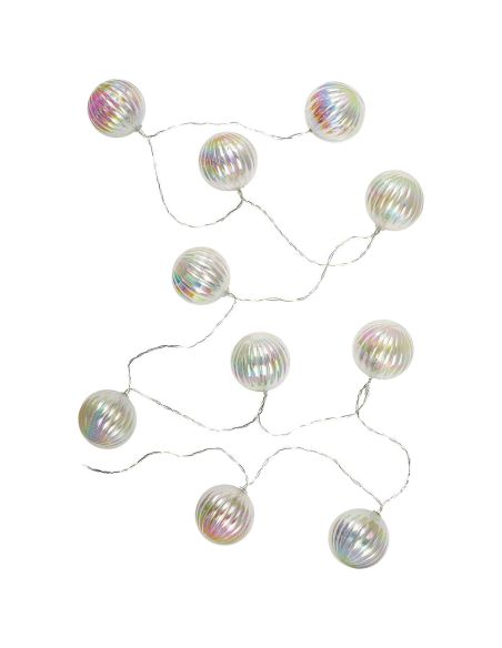 Guirlande 10 boules lampes Led " Coquillage " Transparent  - Longueur : 165 cm
