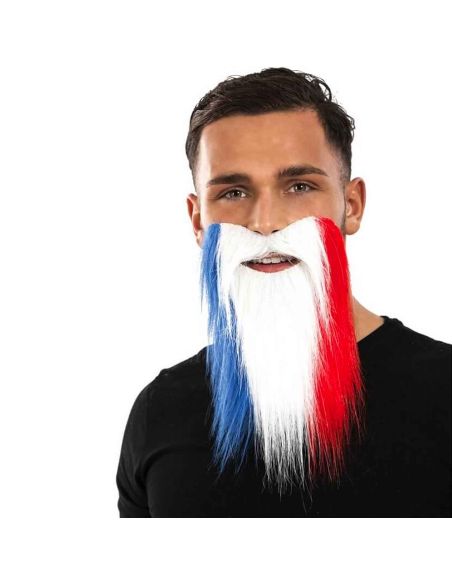 Barbe avec élastique Bleu, Blanc, Rouge - Taille Unique