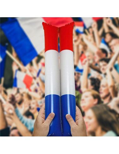 Lot de 2 Bâtonnets Clap Clap Bleu, Blanc, Rouge - Dimensions : 46 x 9 cm