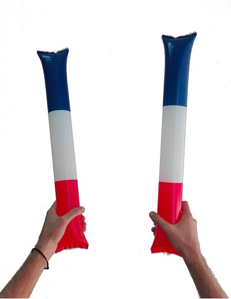 Lot de 2 Bâtonnets Clap Clap Bleu, Blanc, Rouge - Dimensions : 46 x 9 cm