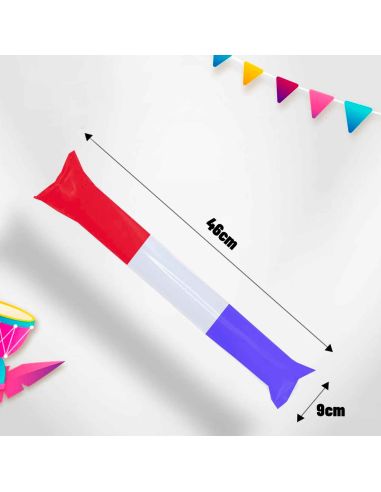 Lot de 2 Bâtonnets Clap Clap Bleu, Blanc, Rouge - Dimensions : 46 x 9 cm