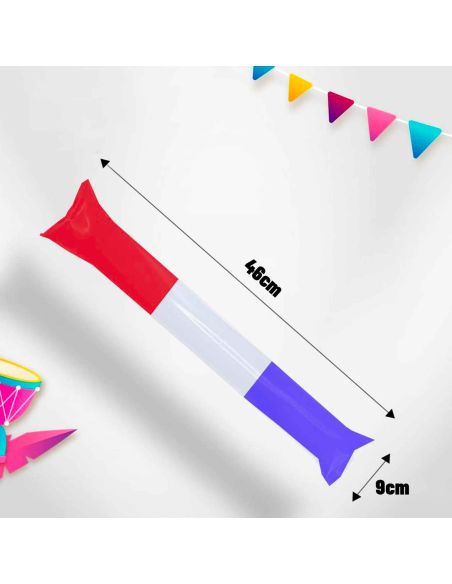 Lot de 2 Bâtonnets Clap Clap Bleu, Blanc, Rouge - Dimensions : 46 x 9 cm