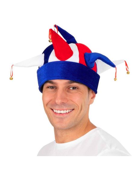 Chapeau de Bouffon - Bleu, Blanc, Rouge - Taille Adulte