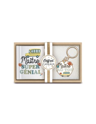 Coffret Mug + Porte clefs "Maître Super Génial et au Top"