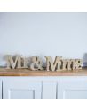 Mot à Poser 3D en Bois "Mr & Mme" - Dimensions : 38 x 6,5 x 1,2 cm - 3 Déclinaisons Proposées