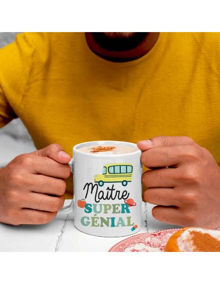 Coffret Mug + Porte clefs "Maître Super Génial et au Top"