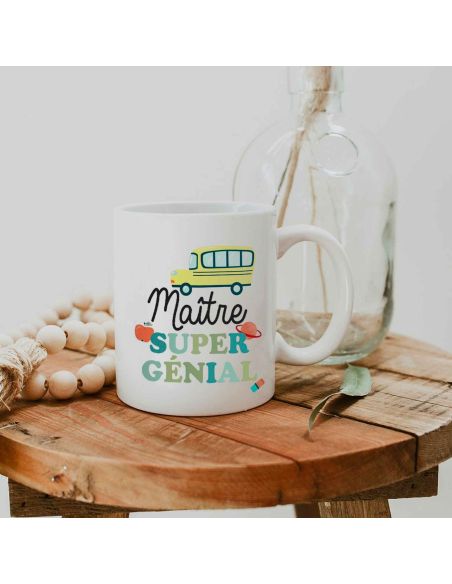 Coffret Mug + Porte clefs "Maître Super Génial et au Top"