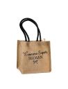 Mini Sac en Jute Imprimé "S" comme Super MAMAN" - Dimensions : 20 x 20,5 cm