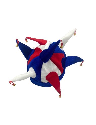 Chapeau de Bouffon - Bleu, Blanc, Rouge - Taille Adulte