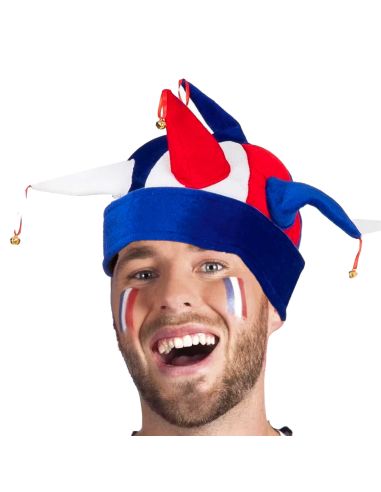 Chapeau de Bouffon - Bleu, Blanc, Rouge - Taille Adulte