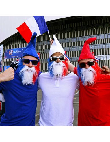 Barbe avec élastique Bleu, Blanc, Rouge - Taille Unique