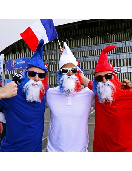 Barbe avec élastique Bleu, Blanc, Rouge - Taille Unique