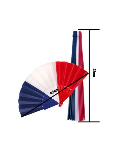 Eventail Drapeau Français - Bleu, Blanc ,Rouge