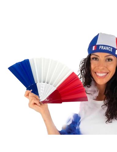 Eventail Drapeau Français - Bleu, Blanc ,Rouge