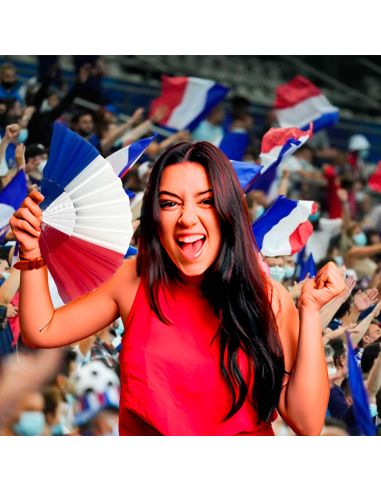 Eventail Drapeau Français - Bleu, Blanc ,Rouge
