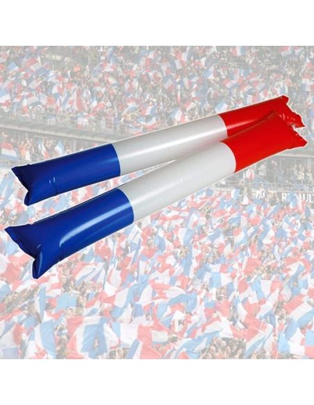 Lot de 2 Bâtonnets Clap Clap Bleu, Blanc, Rouge - Dimensions : 46 x 9 cm