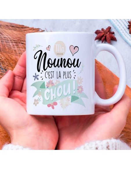 Mug "Ma Nounou c'est la plus chou" - Dimensions : 11,5 x 8 x 9,7 cm