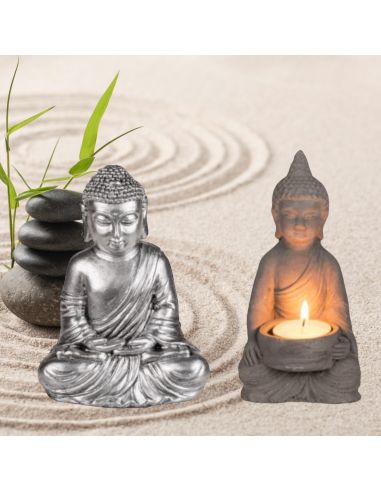 Statue de Bouddha Zen / Matière : Polyrésine / Dimensions : 15 x 10 cm