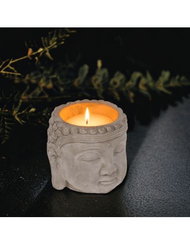 Bougie Tête de Bouddha / Dimensions : 13,5 x 13 cm / Matière: Ciment et Cire