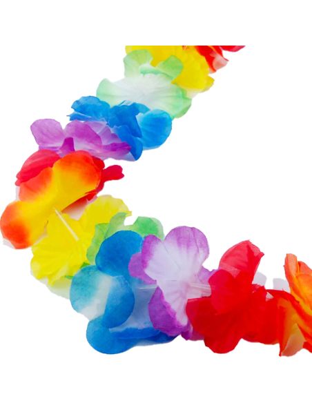 Collier hawaïen à Fleurs en Tissu Multicolore