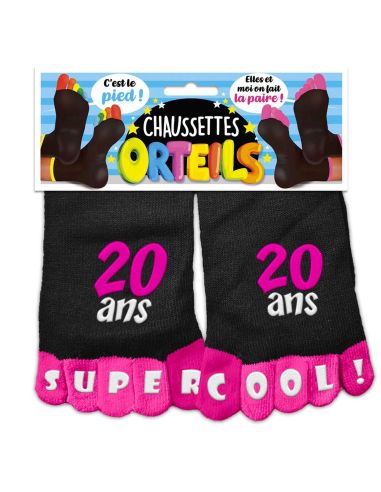 Chaussettes Orteils "20 ANS SUPER COOL !" Imprimé en Relief - Taille Unique