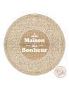 4 Sets De Table  "La Maison du Bonheur" en Toile de Jute - Diamètre : 38 cm