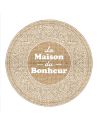 4 Sets De Table  "La Maison du Bonheur" en Toile de Jute - Diamètre : 38 cm