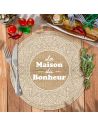4 Sets De Table  "La Maison du Bonheur" en Toile de Jute - Diamètre : 38 cm