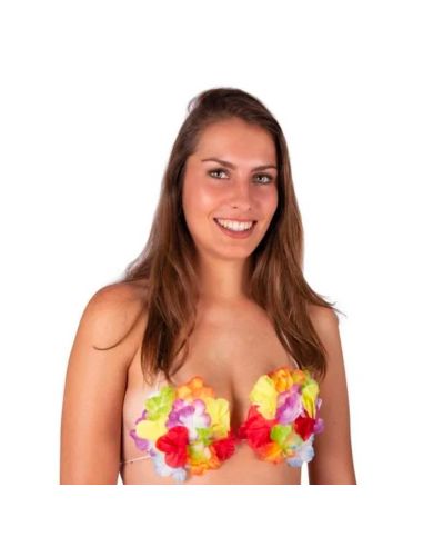 Soutien-gorge Hawaïen à Fleurs Multicolores - Taille unique