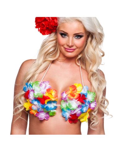 Soutien-gorge Hawaïen à Fleurs Multicolores - Taille unique