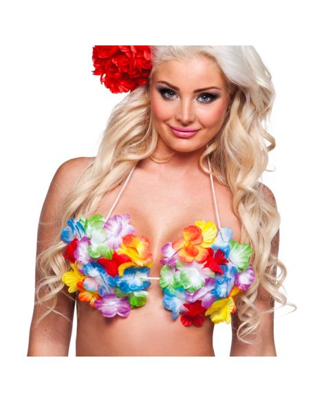 Soutien-gorge Hawaïen à Fleurs Multicolores - Taille unique