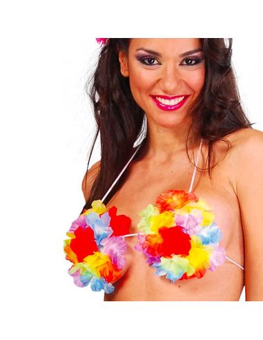 Soutien-gorge Hawaïen à Fleurs Multicolores - Taille unique