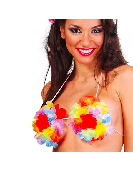 Soutien-gorge Hawaïen à Fleurs Multicolores - Taille unique