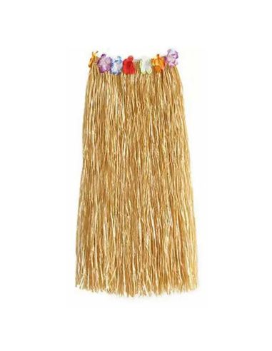 Jupe Hawaïenne Beige avec Ceinture à Fleurs - Dimensions : 80 cm