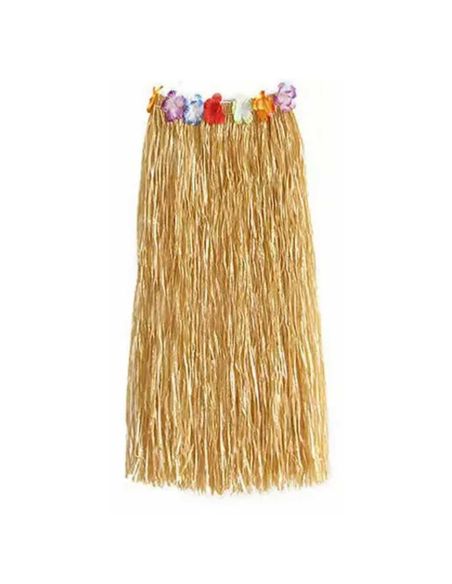 Jupe Hawaïenne Beige avec Ceinture à Fleurs - Dimensions : 80 cm