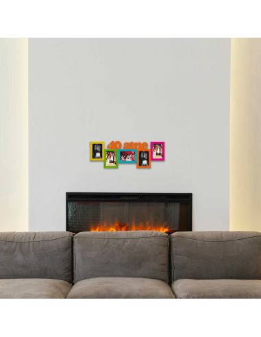 Cadre Photo "40 aine" Pêle-mêle  5 Vues - Dimensions : 64,8 x 23,5 cm