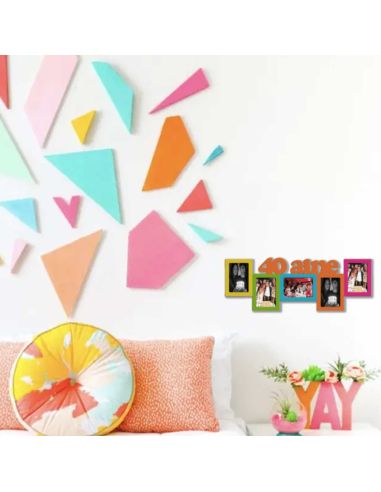 Cadre Photo "40 aine" Pêle-mêle  5 Vues - Dimensions : 64,8 x 23,5 cm