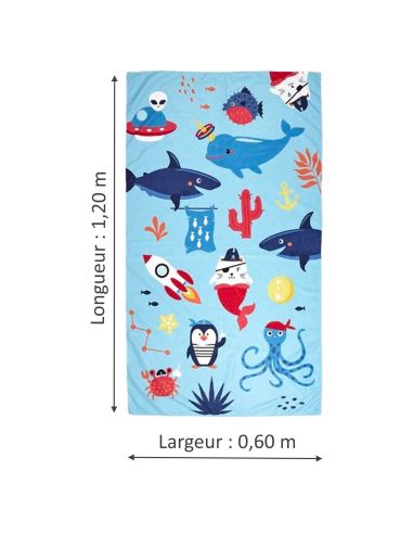 Serviette de Bain enfant - Dimensions : 120x60cm - Existe en 2 modèles