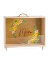 Urne "Merci avec Fleurs" en bois et Verre Doré Pailleté - Dimensions : 35 x 7,5 x 30 cm